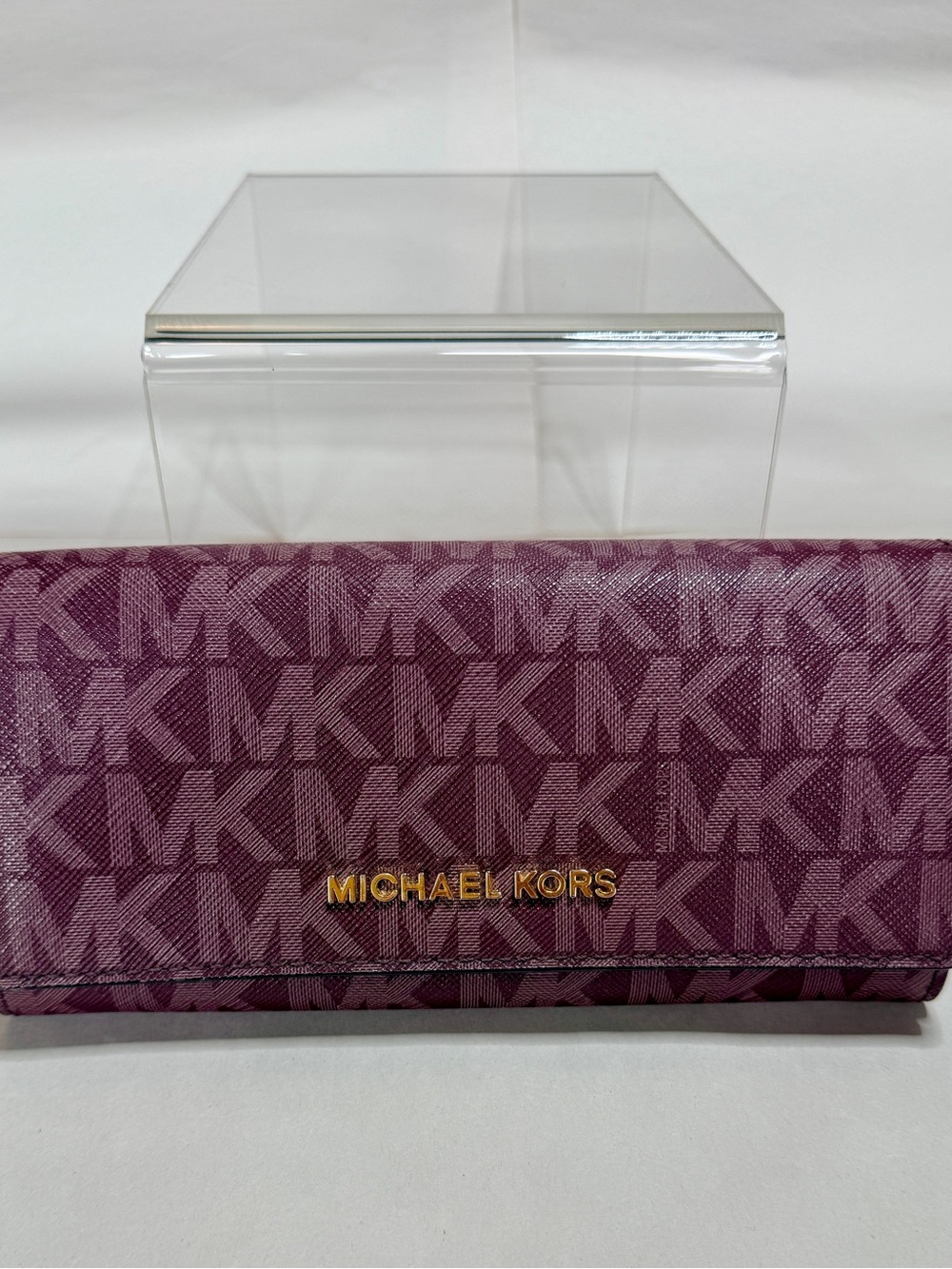 Michael Kors Plum Signature Continental Wallet with Gold Logo